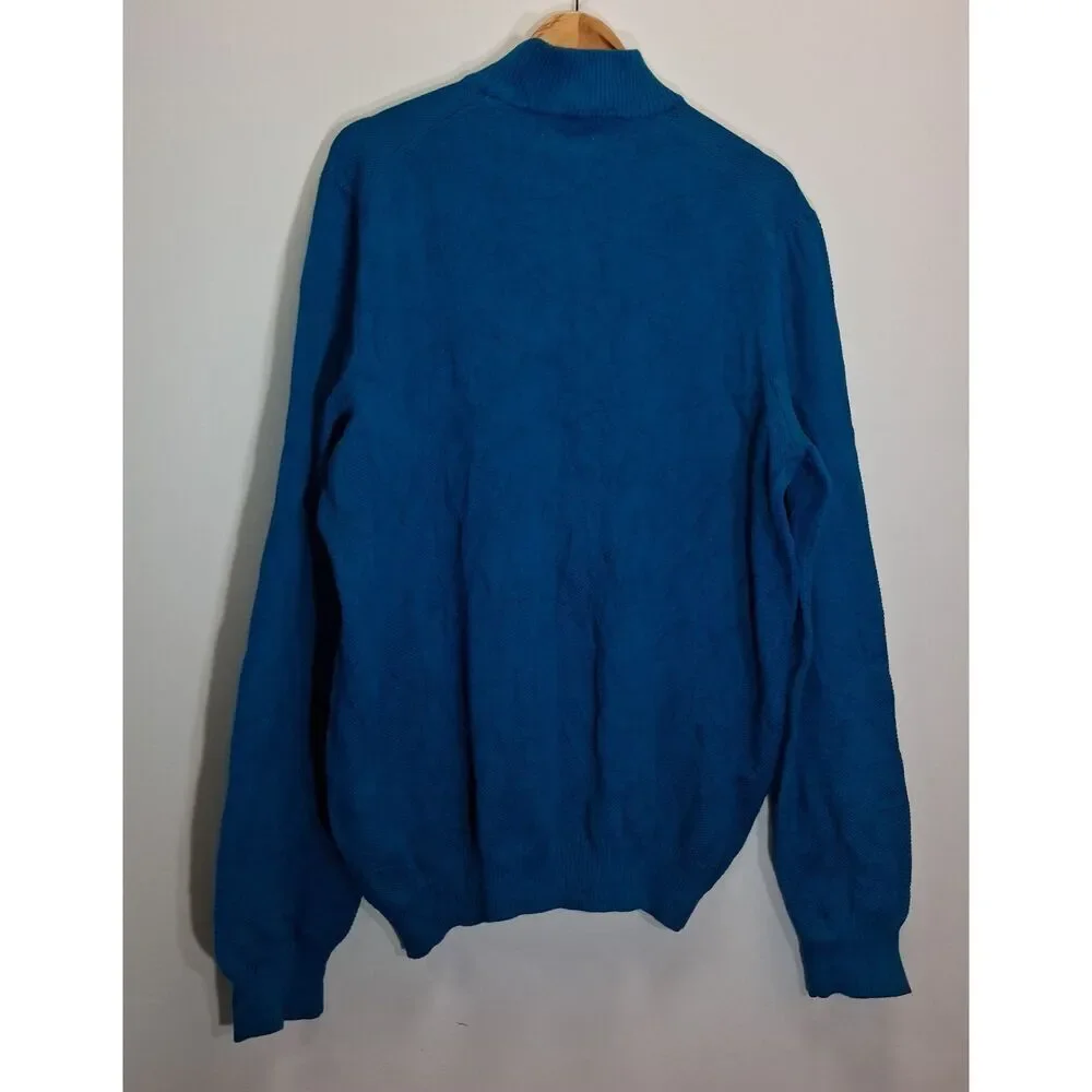 Club Room Mens Blue xlarge sweater Cotton 1/4 Zip Mock Neck longsleeve Pullover